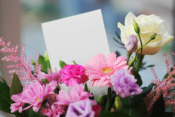 Flower bouquet with a gift card - a perfect gift for Mother's Day