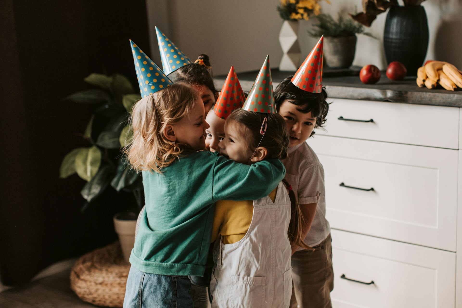 Kids at a Birthday Party with Party Hats