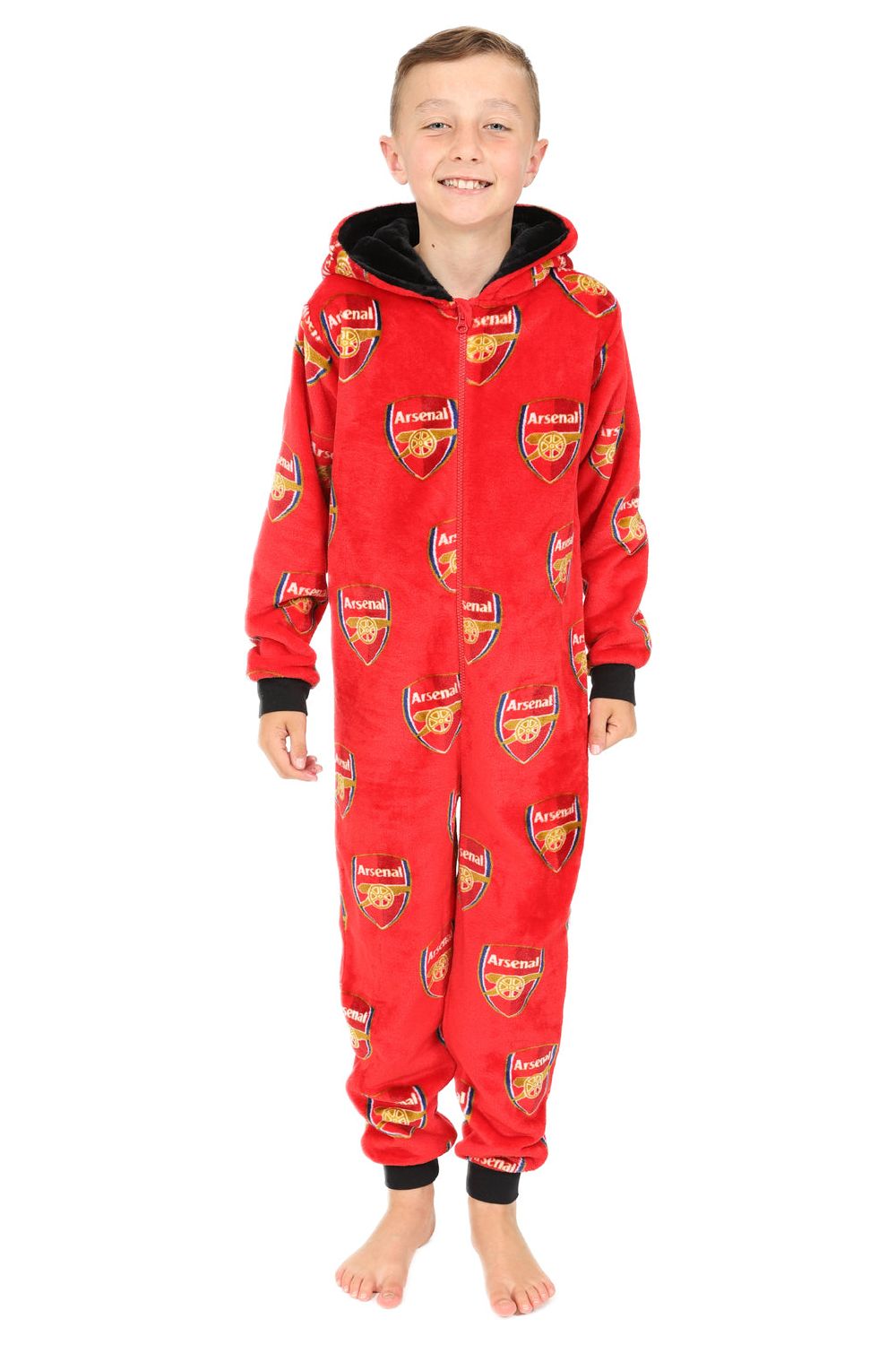 Arsenal Football Club Boys Fleece Sleepsuit Kids All in One W23