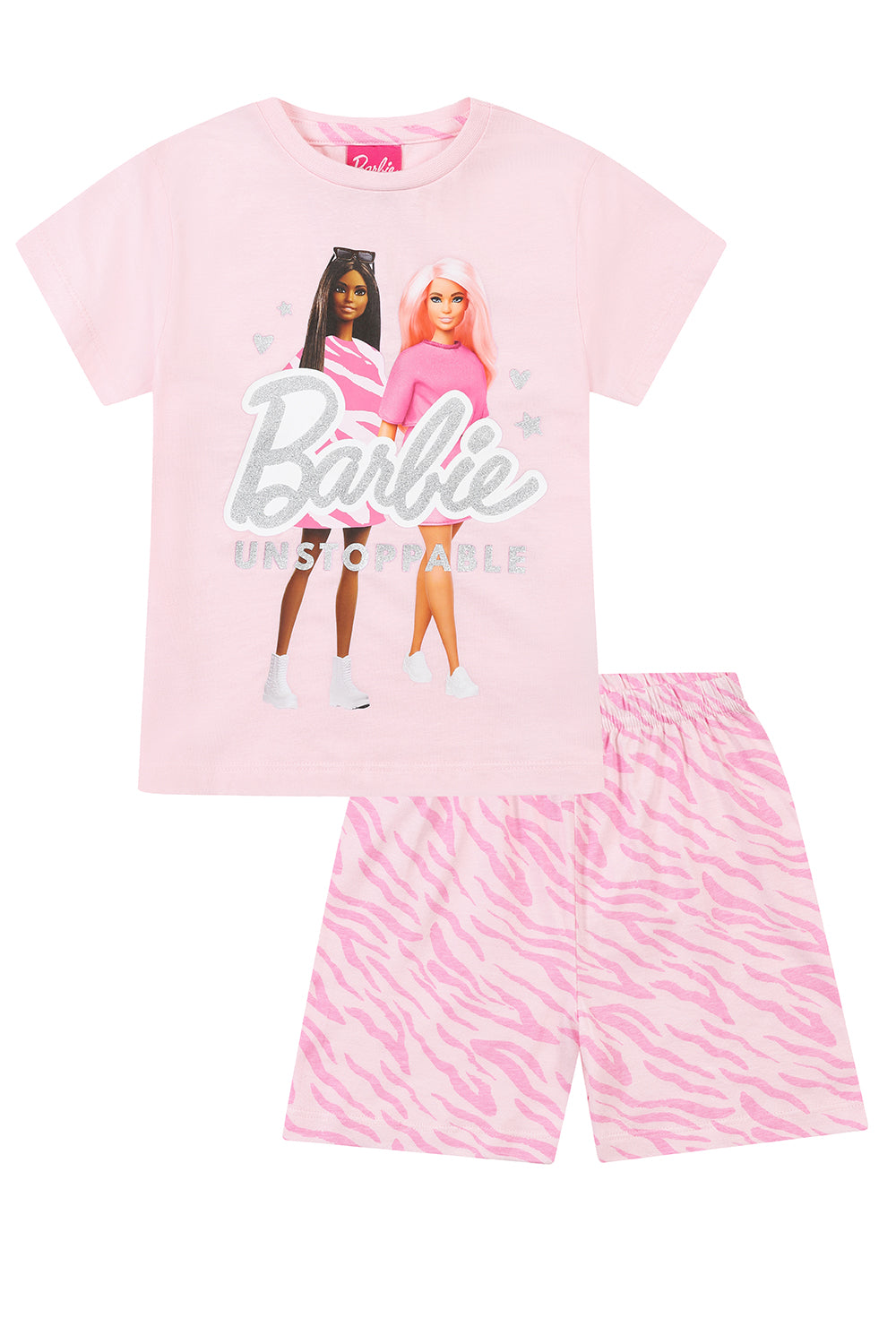 Girls Barbie Unstoppable Short Pink Pyjama Set