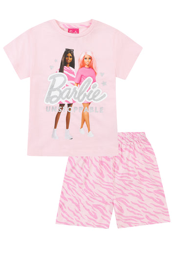 Girls Barbie Unstoppable Short Pink Pyjama Set