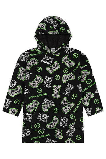 Boys I Paused My Game To Be Here Black Fleece Blanket Hoodie