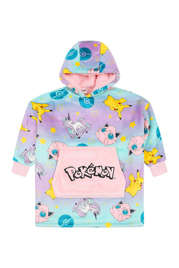 Girls Pokemon Purple And Blue Fully Lined Luxury Oversized Fleece Hoodie