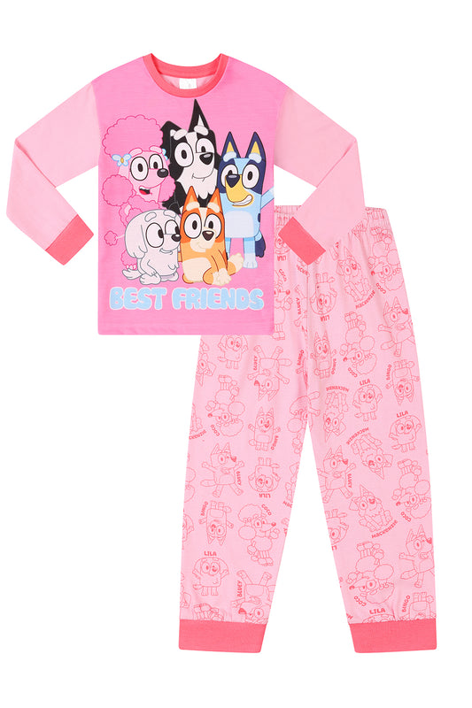 Official Bluey Girls Best Friends Pink Long Pyjamas