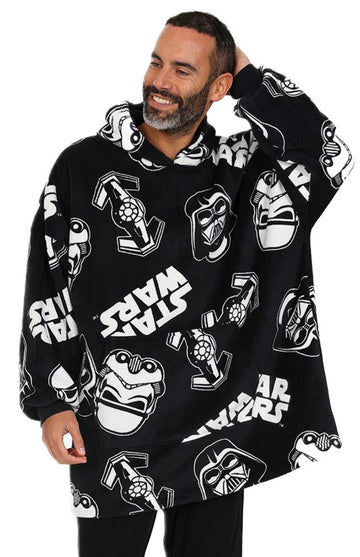 Mens Star Wars Black Fully Lined Luxury Oversized Fleece Hoodie