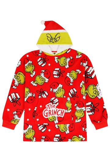 The Grinch Family Christmas Kids And Adults Fully Lined Luxury Oversized Fleece Hoodie  Blanket Hoody