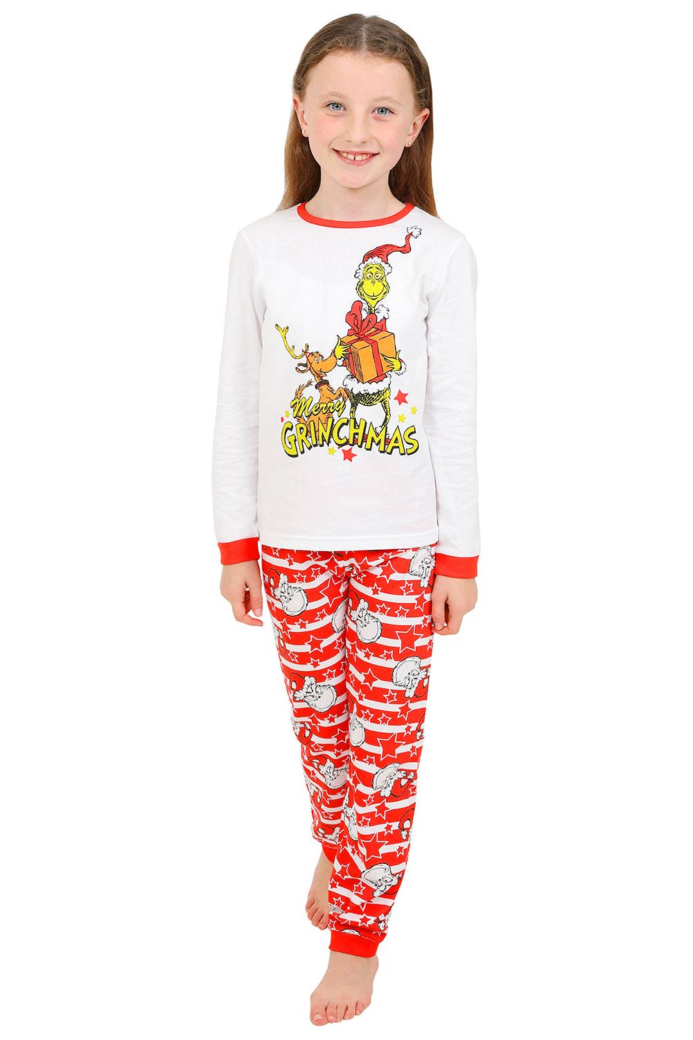 Official The Grinch Merry Grinchmas Family Long Pyjamas Christmas Matching  White