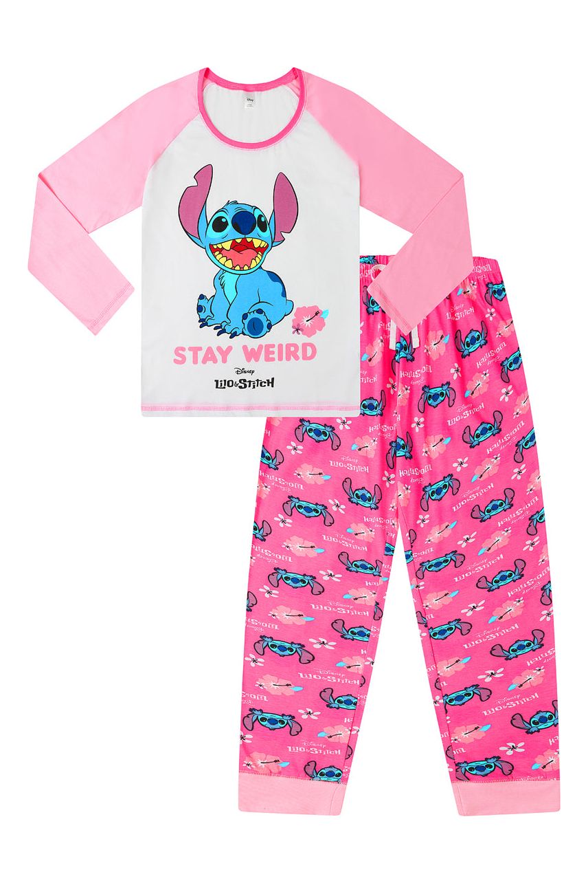 Womens Disney Lilo and Stitch Angel Long Ladies Cotton Pyjamas Pjs